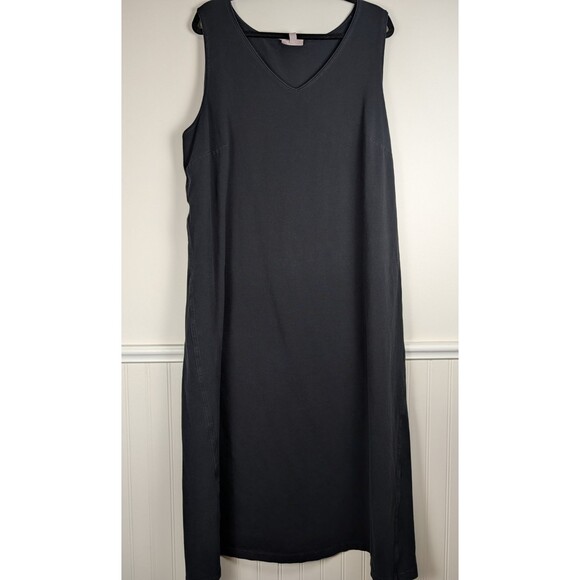 J Jill Shirt Maxi Dress Women’s Size 3x Perfect Pima Cotton Blend Stretch Black - Picture 1 of 12